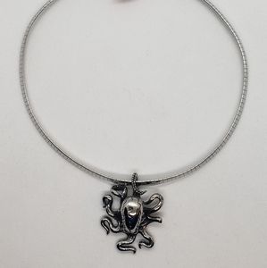 Octopus pendant on omega necklace in stainless